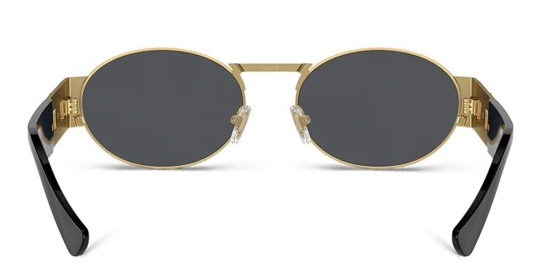 Shop VERSACE Medusa Unisex Oval Sunglasses in Gold online.