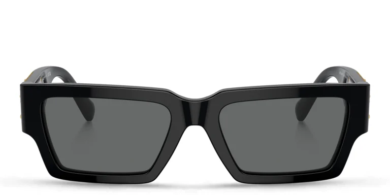 Shop VERSACE Medusa Unisex Rectangle Sunglasses in Black online.