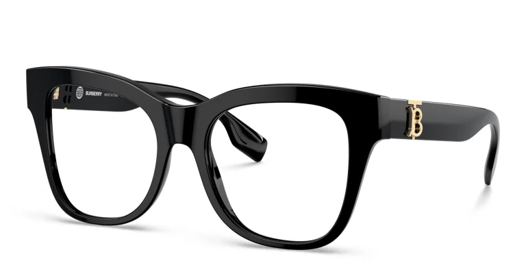 Shop BURBERRY Oversized Square Eyeglasses in Black online.