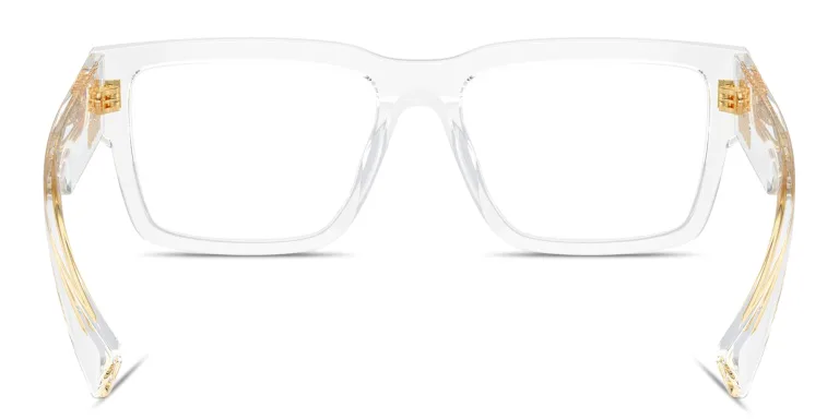 Shop MIU MIU Vertical Logo Rectangle Eyeglasses in Clear online.