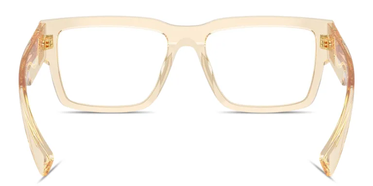 Shop MIU MIU Vertical Logo Rectangle Eyeglasses in brown online.