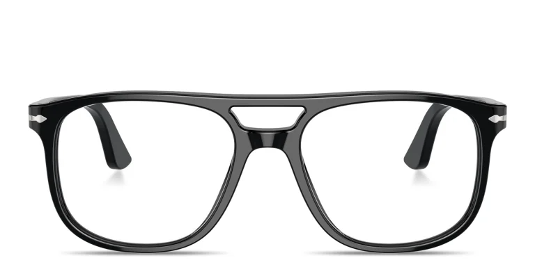Shop PERSOL Greta Unisex Aviator Eyeglasses in Black online.