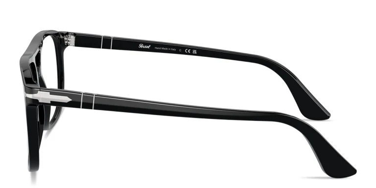 Shop PERSOL Greta Unisex Aviator Eyeglasses in Black online.