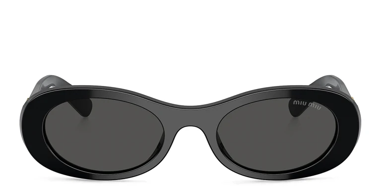 Shop MIU MIU Oval Sunglasses in Black online.