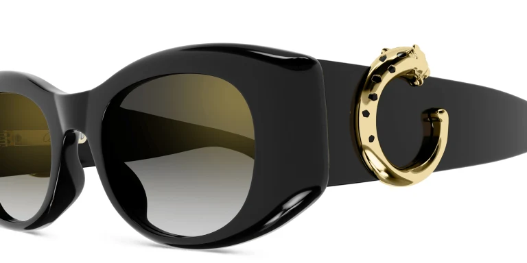 Shop Cartier Panthère de Cartier Cat-Eye Sunglasses in Black online.