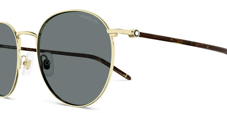 Shop MONTBLANC Meisterstück Round Sunglasses in Gold online.