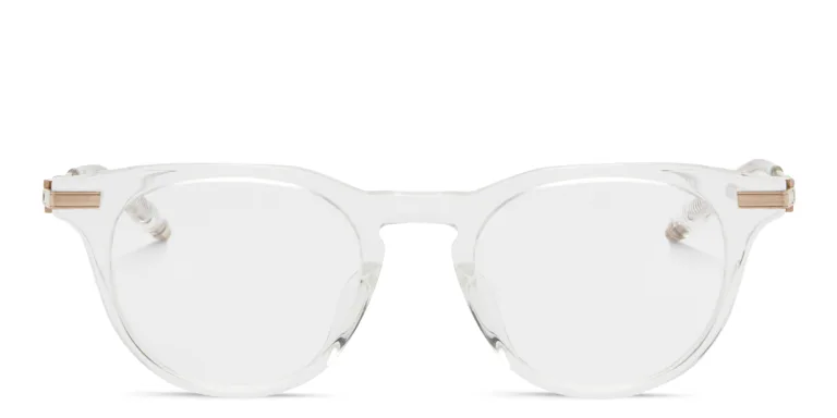 Shop AKONI Gemini Unisex Round Eyeglasses in Clear online.