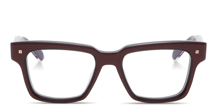 Shop VALENTINO V - Essential I Unisex Rectangle Eyeglasses in Burgundy online.
