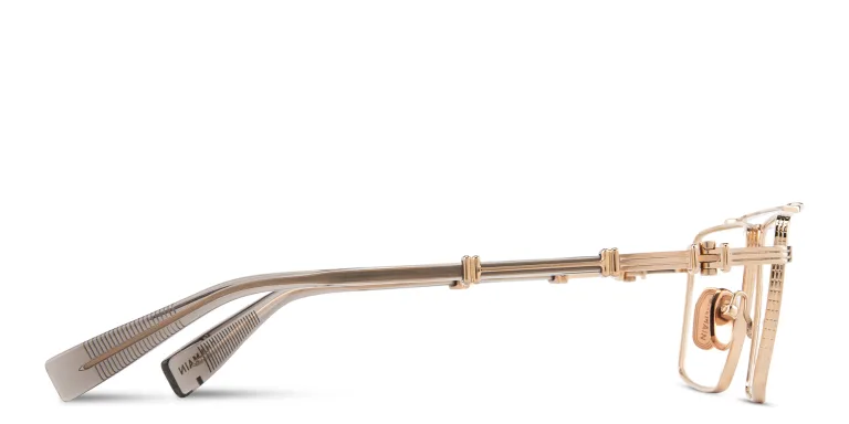 Shop BALMAIN Brigade VI Unisex Wide Rectangle Eyeglasses in Gold online.