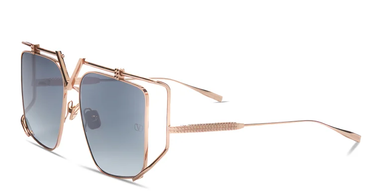 Shop VALENTINO V-Light Unisex Oversized Square Sunglasses in Gold online.