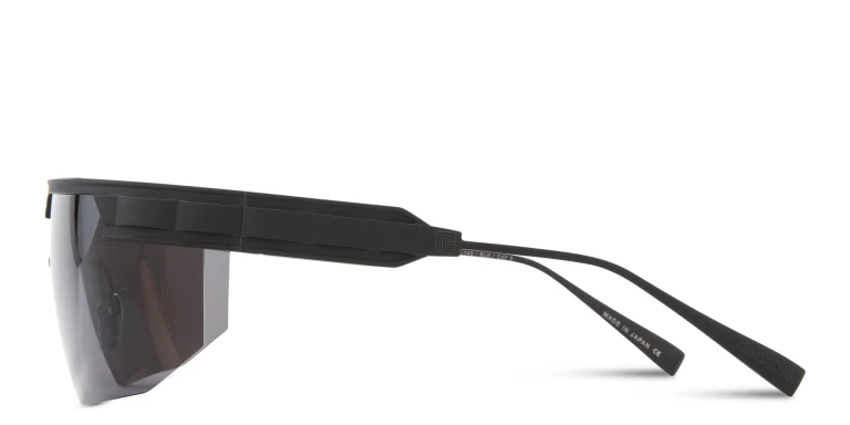 Shop BALMAIN Major Unisex Half-Rim Wide Mask Sunglasses in Black online.