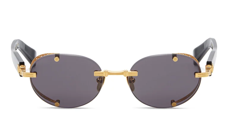 Shop BALMAIN Monsieur Unisex Rimless Round Sunglasses in Gold online.