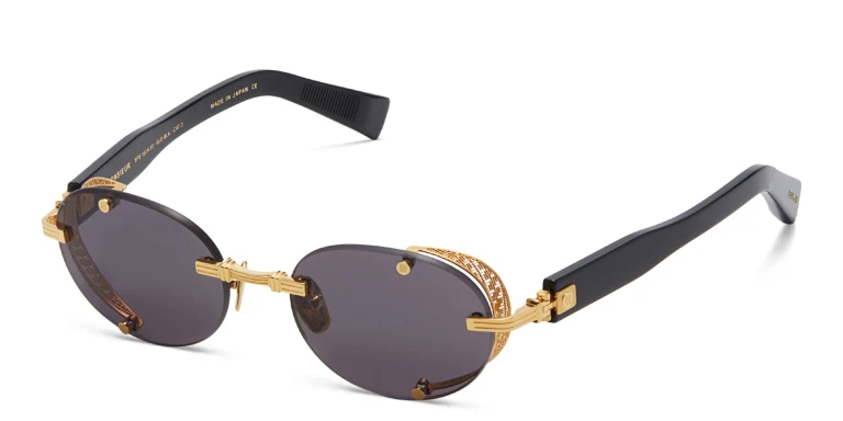 Shop BALMAIN Monsieur Unisex Rimless Round Sunglasses in Gold online.