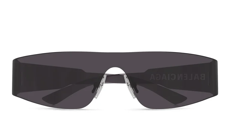 Shop BALENCIAGA Mono Unisex Wide Rimless Rectangle Sunglasses in Grey online.