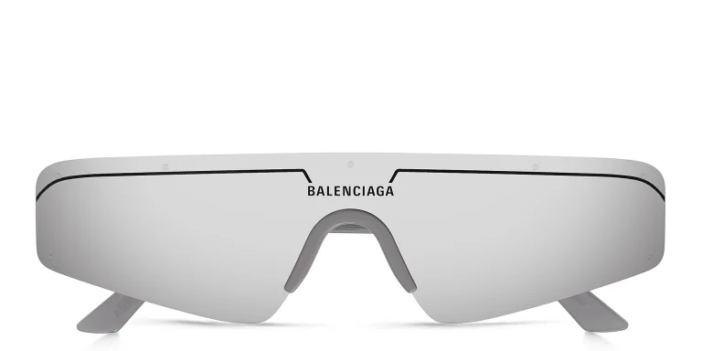 Shop BALENCIAGA Ski Unisex Wide Rimless Mask Sunglasses in Grey online.