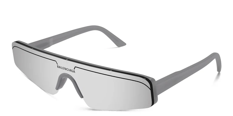 Shop BALENCIAGA Ski Unisex Wide Rimless Mask Sunglasses in Grey online.