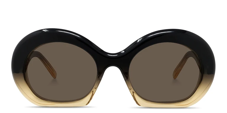 Shop LOEWE Curvy Round Sunglasses in Brown online.