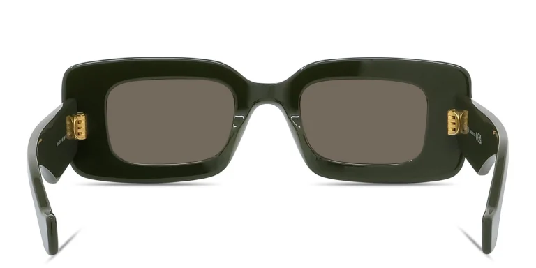 Shop LOEWE Anagram Green Rectangle Sunglasses in Green online.