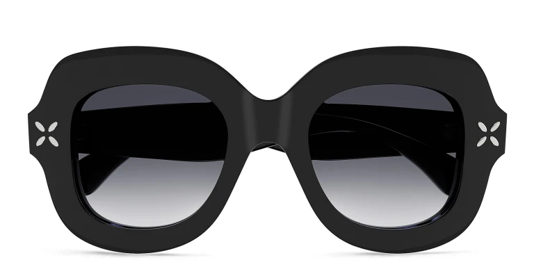 Shop ALAIA Petal-Embellished Oversized Square Sunglasses in Black online.