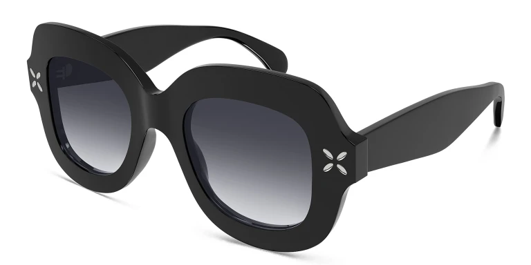 Shop ALAIA Petal-Embellished Oversized Square Sunglasses in Black online.