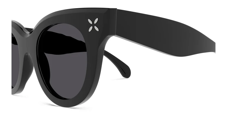 Shop ALAIA Petal-Embellished Cat-Eye Sunglasses in Black online.