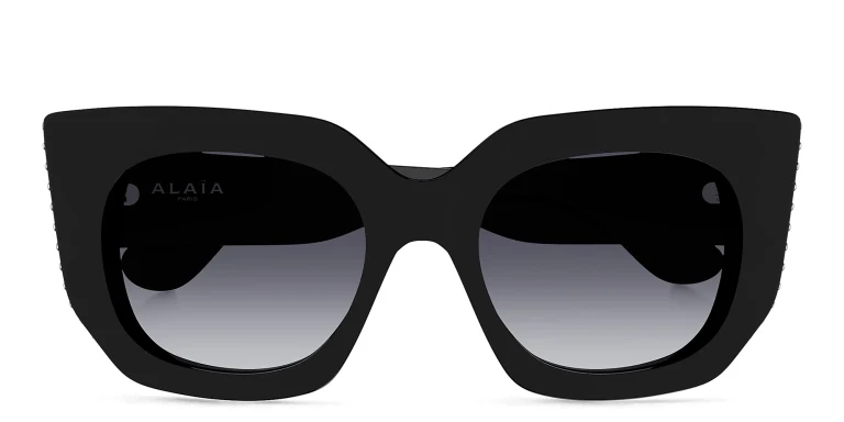 Shop ALAIA Stud-Embellished Square Sunglasses in Black online.