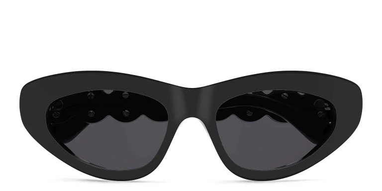 Shop ALAIA Scalloped Cat-Eye Sunglasses in Black online.
