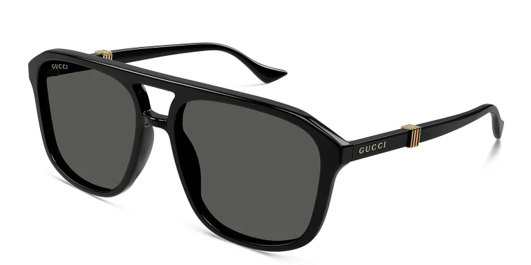 Shop GUCCI Running Web Aviator Sunglasses in Black online.