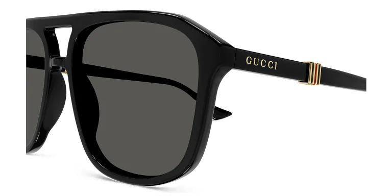 Shop GUCCI Running Web Aviator Sunglasses in Black online.