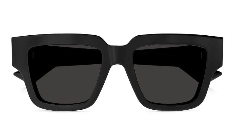 Shop BOTTEGA VENETA Nude Triangle Square Sunglasses in Black online.