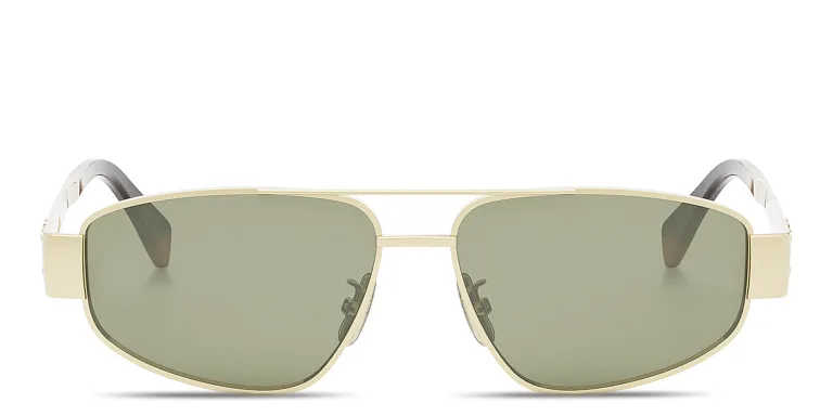 Shop CELINE Metal Triomphe Pilot Sunglasses in Gold online.