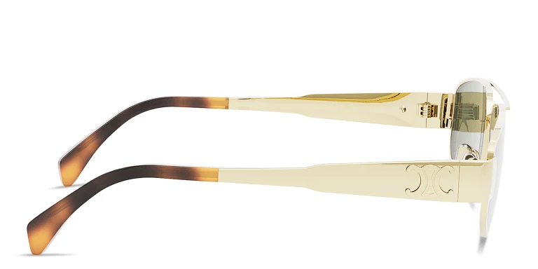 Shop CELINE Metal Triomphe Pilot Sunglasses in Gold online.