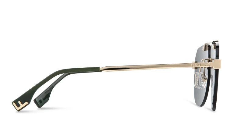Shop FENDI Sky Rimless Aviator Sunglasses in Gold online.