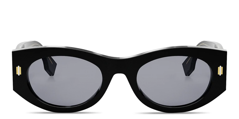 Shop FENDI Roma Oval Sunglasses in Black online.