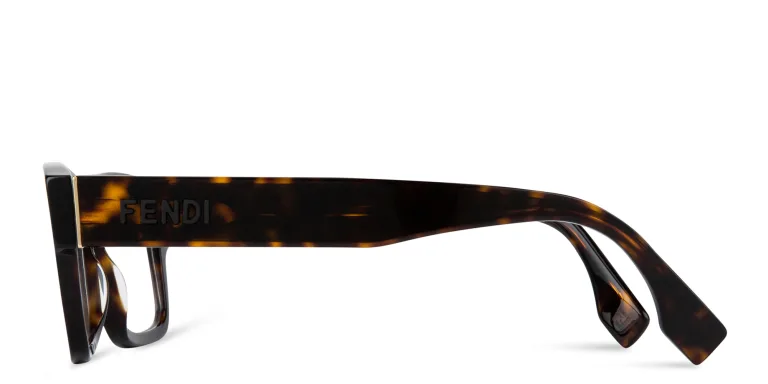 Shop FENDI Fendi Signature Wide Rectangle Eyeglasses in Havana online.