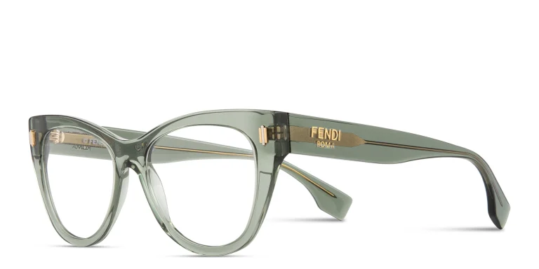 Shop FENDI Roma Cat-Eye Eyeglasses in Green online.
