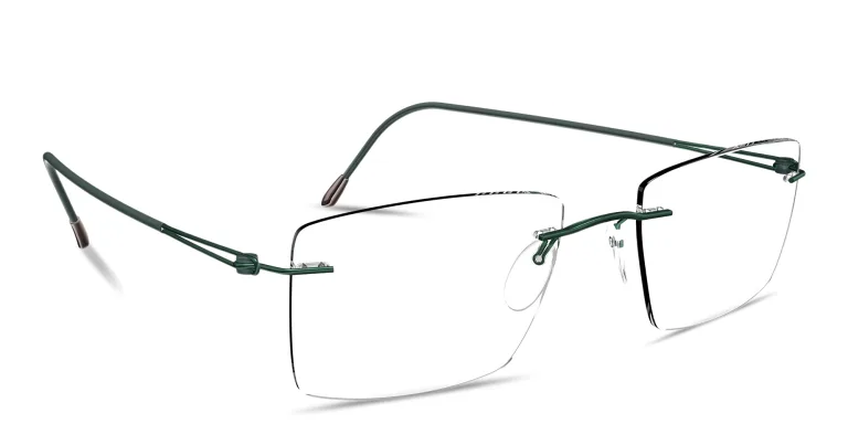 Shop Silhouette Lite Spirit RL Rimless Square Eyeglasses in Green online.