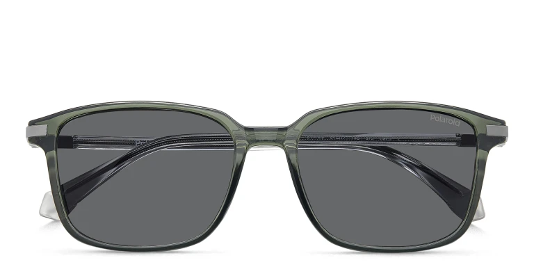Shop Polaroid Logo Square Sunglasses in Green online.