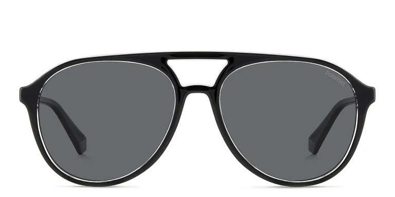 Shop Polaroid Logo Unisex Aviator Sunglasses in Black online.