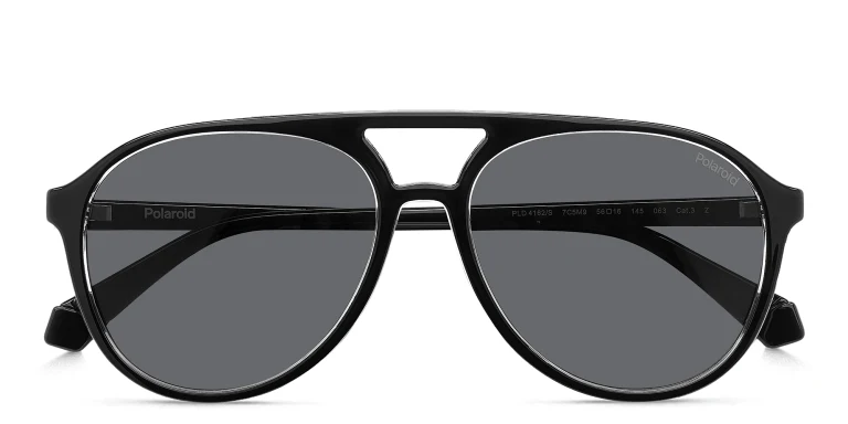 Shop Polaroid Logo Unisex Aviator Sunglasses in Black online.