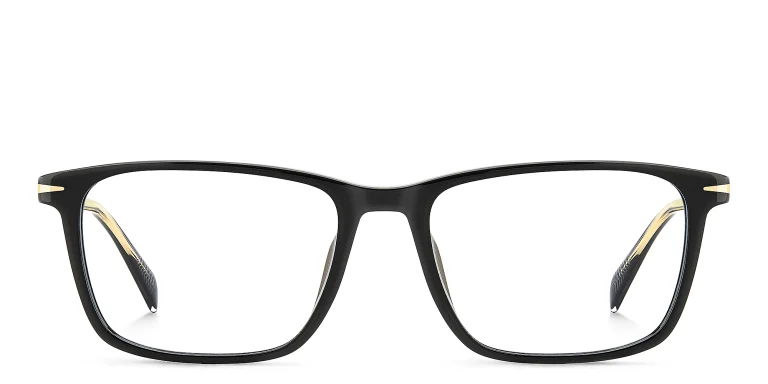 Shop DAVID BECKHAM Timeless Icons Rectangle Eyeglasses in Black online.