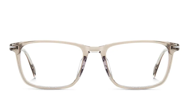 Shop DAVID BECKHAM Timeless Icons Rectangle Eyeglasses in Beige online.