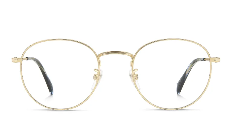Shop DAVID BECKHAM Timeless Icons Panthos Eyeglasses in Gold online.