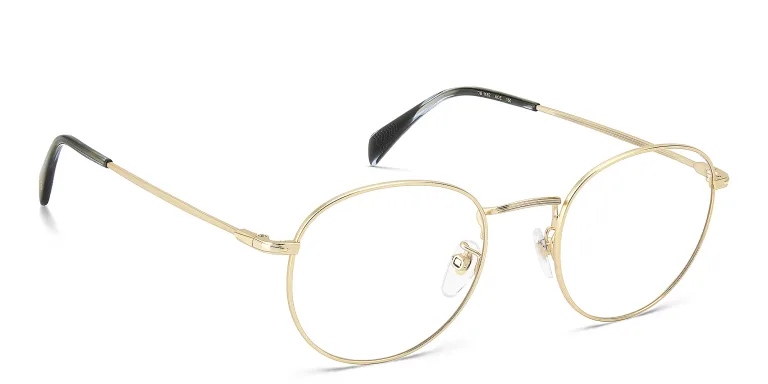 Shop DAVID BECKHAM Timeless Icons Panthos Eyeglasses in Gold online.