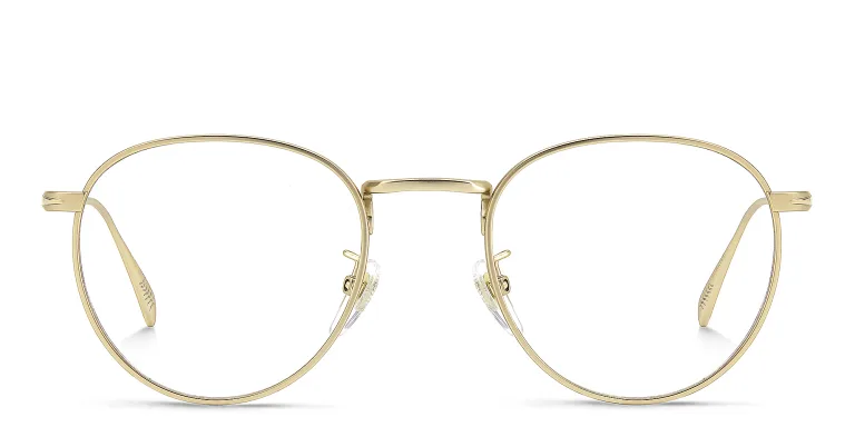 Shop DAVID BECKHAM Timeless Icons Panthos Eyeglasses in Gold online.