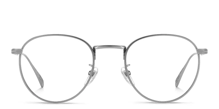 Shop DAVID BECKHAM Timeless Icons Panthos Eyeglasses in Silver online.