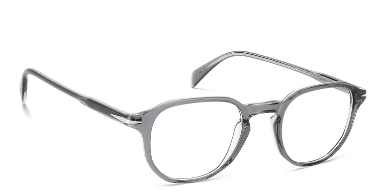 Shop DAVID BECKHAM Timeless Icons Irregular Eyeglasses in Grey online.