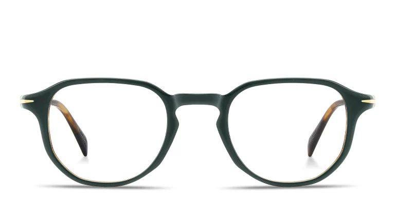 Shop DAVID BECKHAM Talisman Irregular Eyeglasses in Green online.