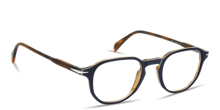 Shop DAVID BECKHAM Talisman Irregular Eyeglasses in Blue online.