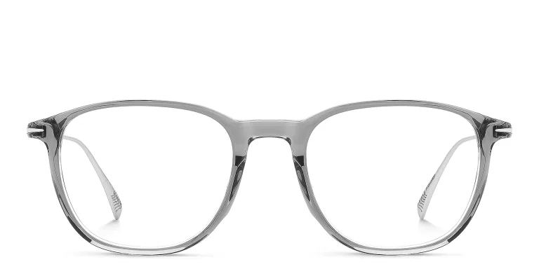 Shop DAVID BECKHAM Timeless Icons Square Eyeglasses in Grey online.
